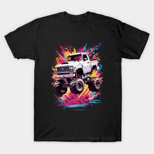 Monster Truck splash art retro vintage 80s design T-Shirt